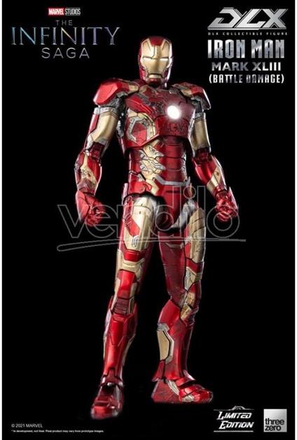 Infinity Saga Dlx Action Figura 1/12 Iron Man Mark 43 (battle Damage) Edizione Limitata 17 Cm Threezero