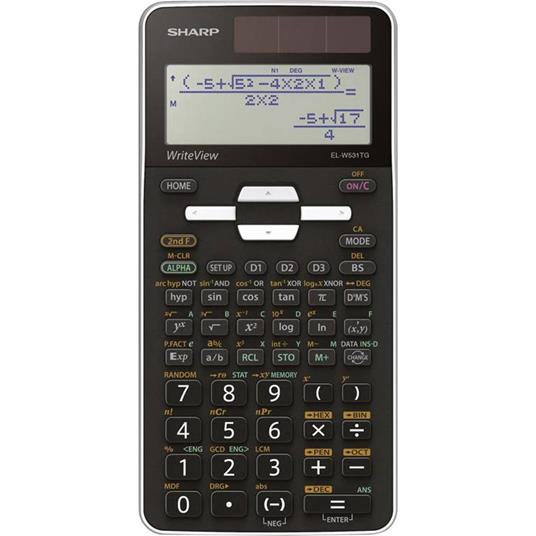 Calcolatrice per la scuola Sharp EL-W531TG Nero Display (cifre): 16 a  energia solare, a batteria (L x A x P) 80 x 15 x - Sharp - Cartoleria e  scuola | IBS