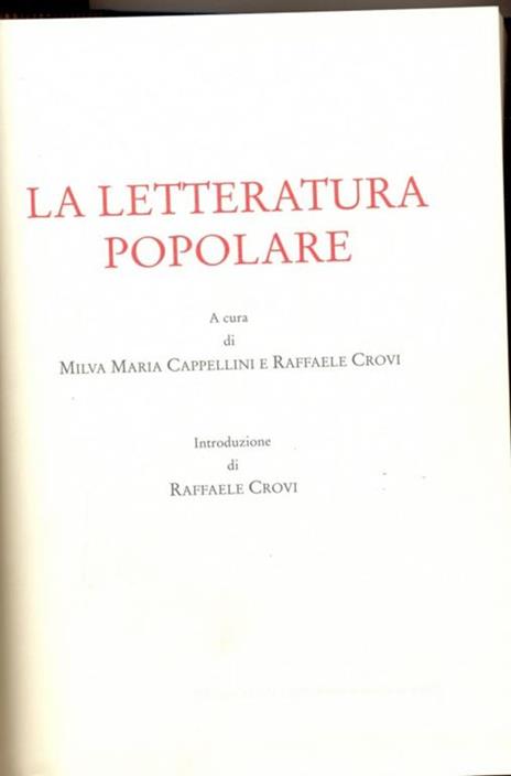 La letteratura popolare - Milva Maria Cappellini,Raffaele Crovi - copertina