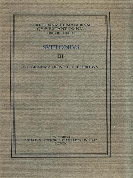 De grammaticis et rhetoribus - C. Tranquillo Svetonio - copertina