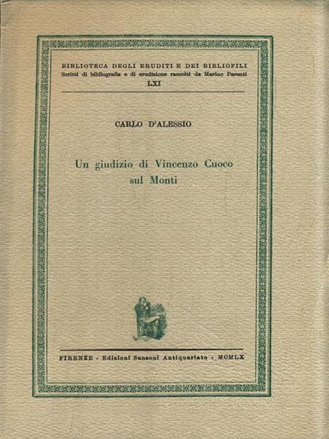 Un giudizio di Vincenzo Cuoco sul Monti - Carlo D'Alessio - copertina