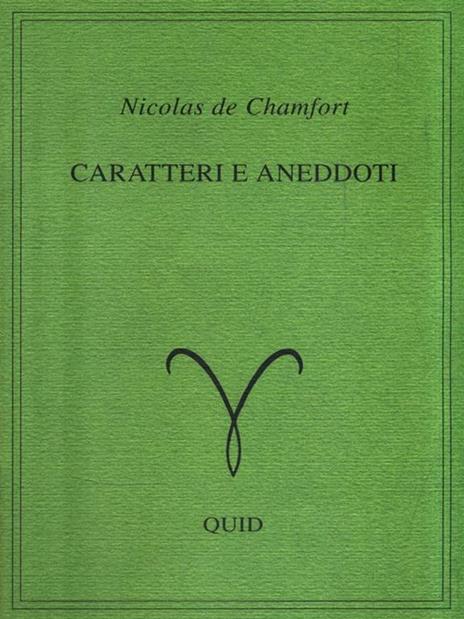 Caratteri e aneddoti - Nicolas de Chamfort - copertina