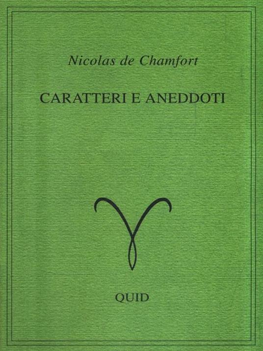 Caratteri e aneddoti - Nicolas de Chamfort - copertina