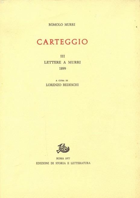 Carteggio - Romolo Murri - copertina