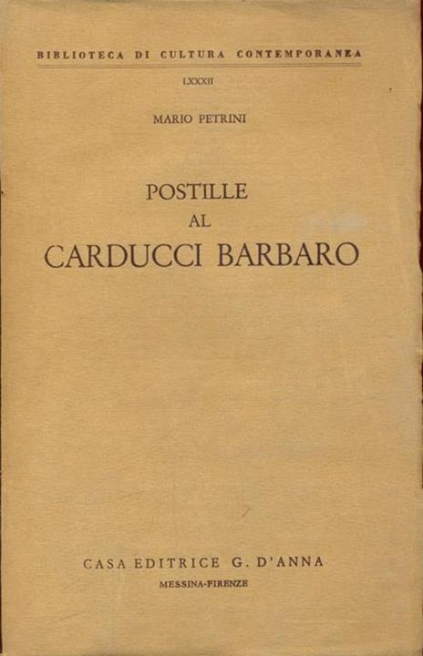 Postille al Carducci Barbaro - Mario Petrini - copertina