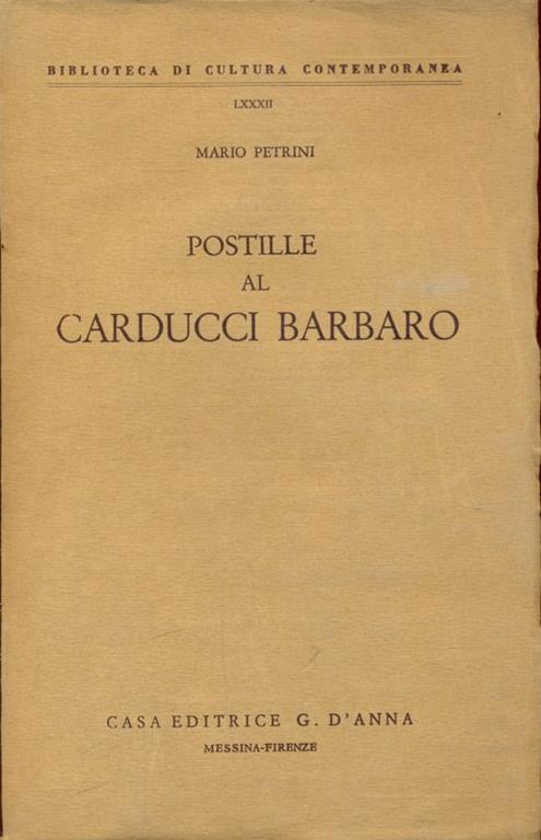 Postille al Carducci Barbaro - Mario Petrini - 2
