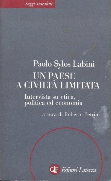 Un paese a civiltà limitata - Paolo Sylos Labini - copertina