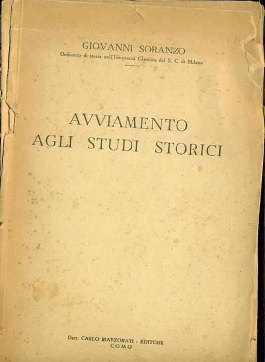 Avviamento agli studi storici - copertina