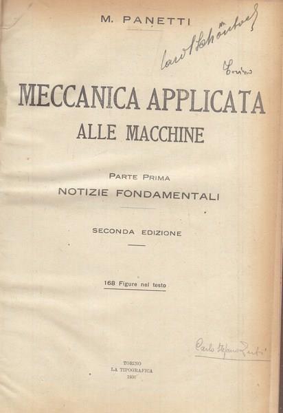 Meccanica applicata alle macchine - Modesto Panetti - copertina