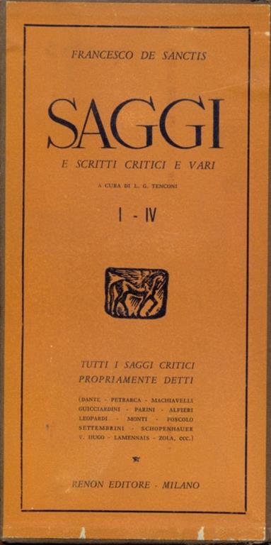 Saggi e scritti critici e vari - Francesco De Sanctis - copertina