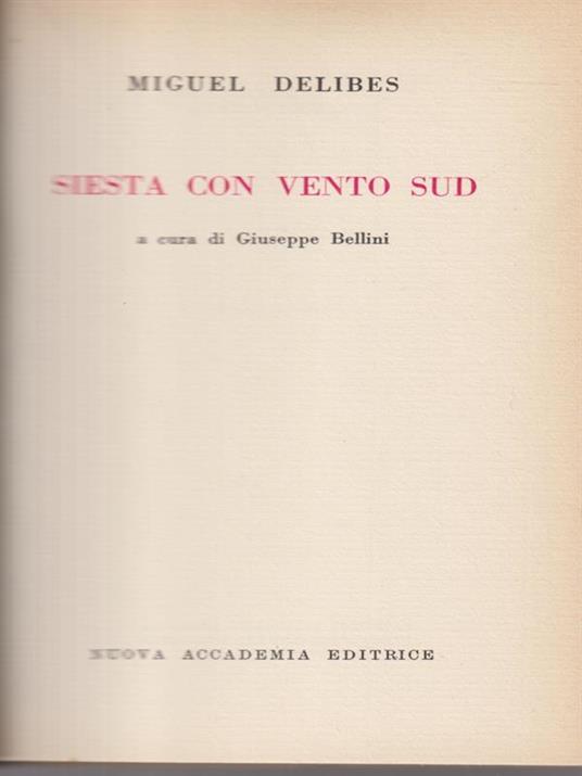 Siesta con vento sud - Miguel Delibes - copertina