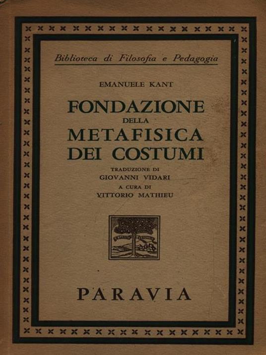 Fondazione della metafisica dei costumi - Immanuel Kant - copertina