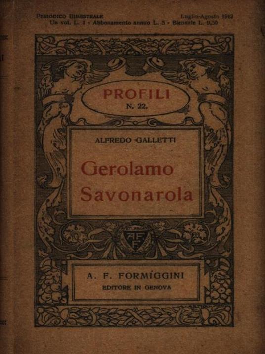 Gerolamo Savonarola - Alfredo Galletti - copertina