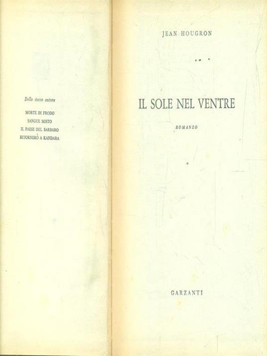 Il sole nel ventre - Jean Hougron - copertina