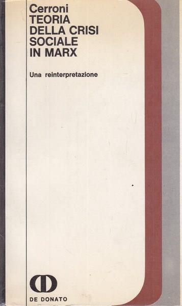 Teoria della crisi sociale in Marx - Umberto Cerroni - copertina