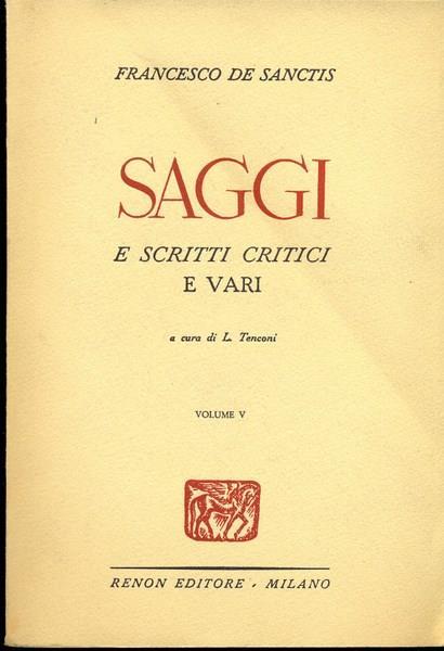 Saggi e scritti critici vari - Francesco De Sanctis - copertina