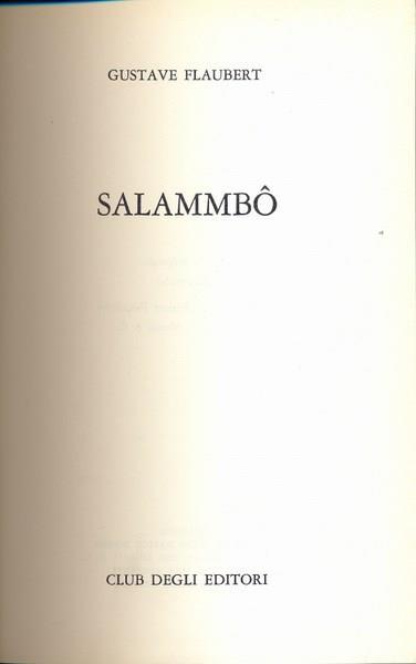 Salammbò - Gustave Flaubert - copertina