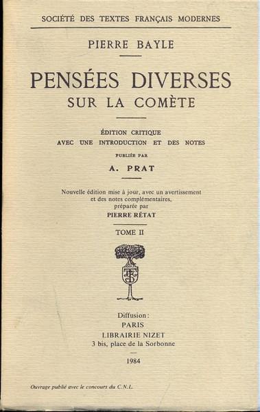 Pensees diverses sur la comete - in lingua francese - Pierre Bayle - copertina