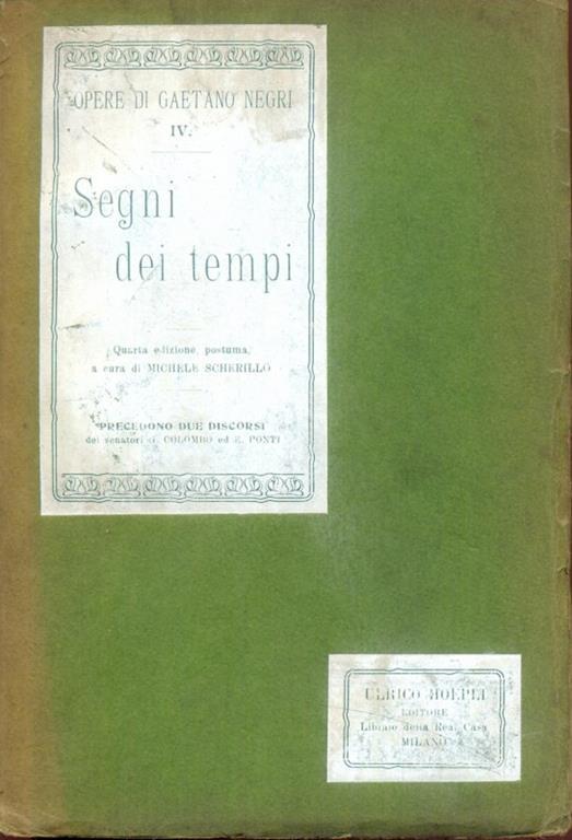 Segni dei tempi - Gaetano Negri - copertina