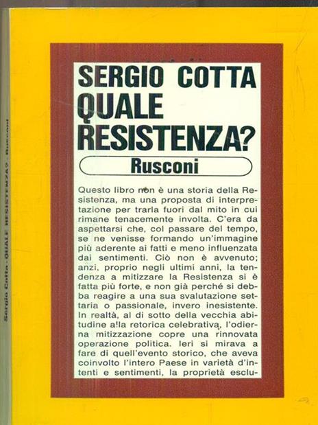 Quale Resistenza? - Sergio Cotta - copertina