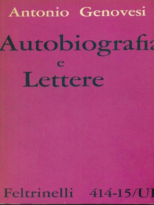 Autobiografia e lettere - Antonio Genovesi - copertina