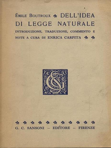 Dell'idea di legge naturale - Emile Boutroux - copertina