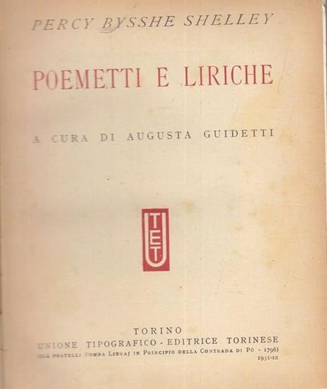 Poemetti e liriche - Percy Bysshe Shelley - 4