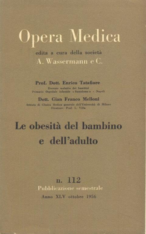 Le obesità del bambino e dell'adulto - Ernesto Tatafiore - copertina