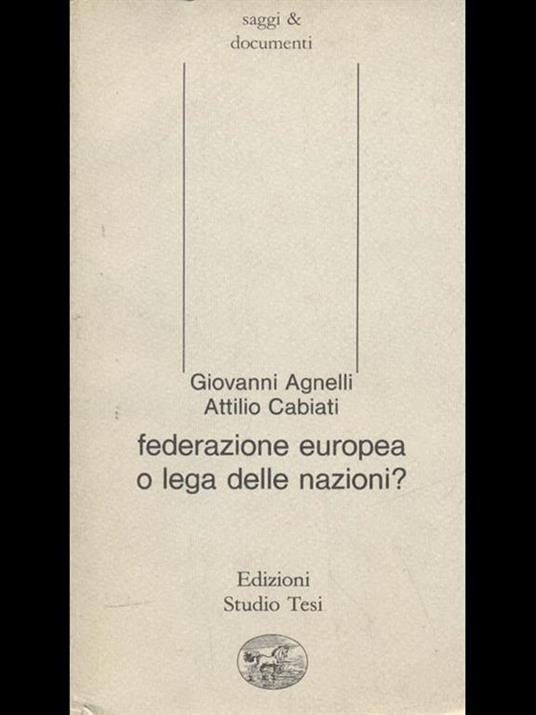 Federazione Europea o Lega delle Nazioni - copertina