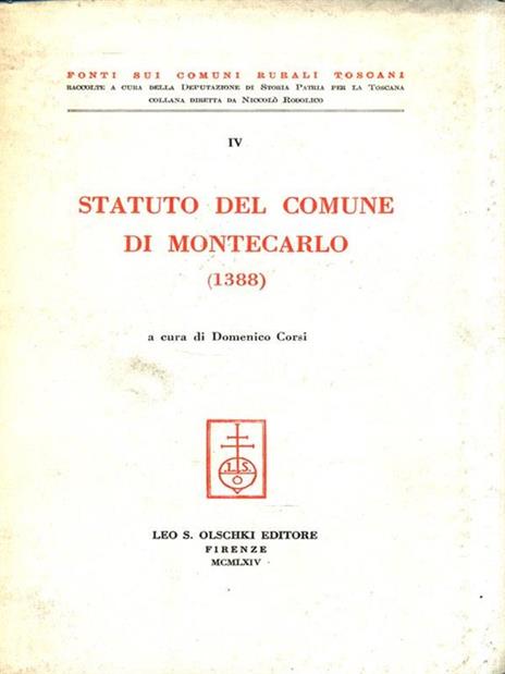 Statuto del comune di Montecarlo (1388) - copertina