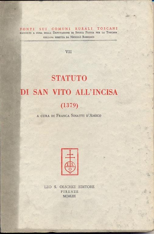 Statuto di San Vito all'Incisa (1379) - copertina