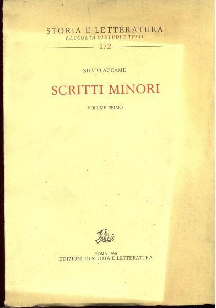 Scritti minori - Silvio Accame - copertina