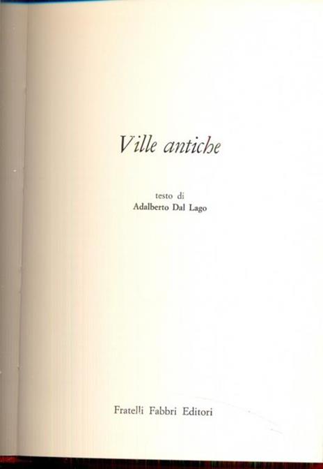 Ville Antiche - Adalberto Dal Lago - copertina