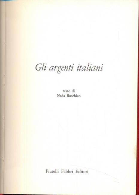 Gli argenti italiani - Nada Boschian - copertina