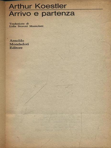 Arrivo e partenza - Arthur Koestler - copertina