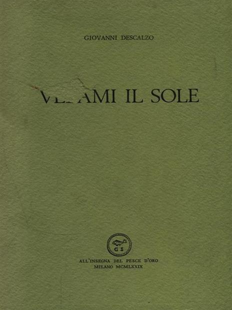 Velami il sole - Giovanni Descalzo - copertina