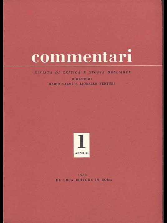 Commentari. Rivista di critica e storia dell'arte 1 anno XI - M. Salmi,L. Venturi - copertina