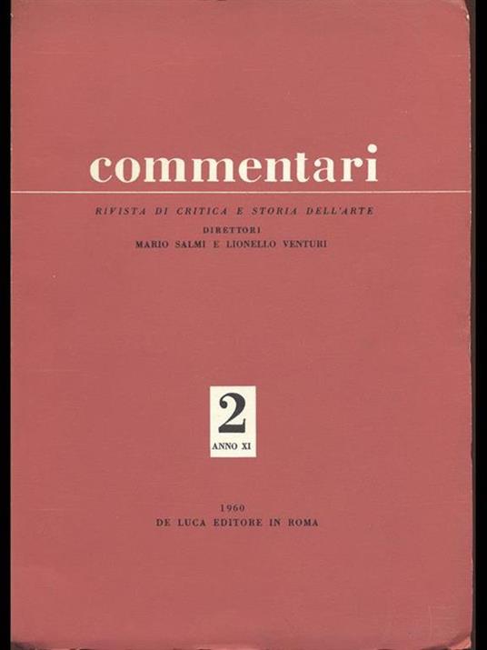 Commentari. Rivista di critica e storia dell'arte 2 anno XI - M. Salmi,L. Venturi - copertina