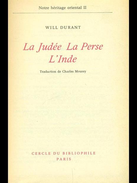 La Judee, la Perse, l'Inde - Will Durant - copertina