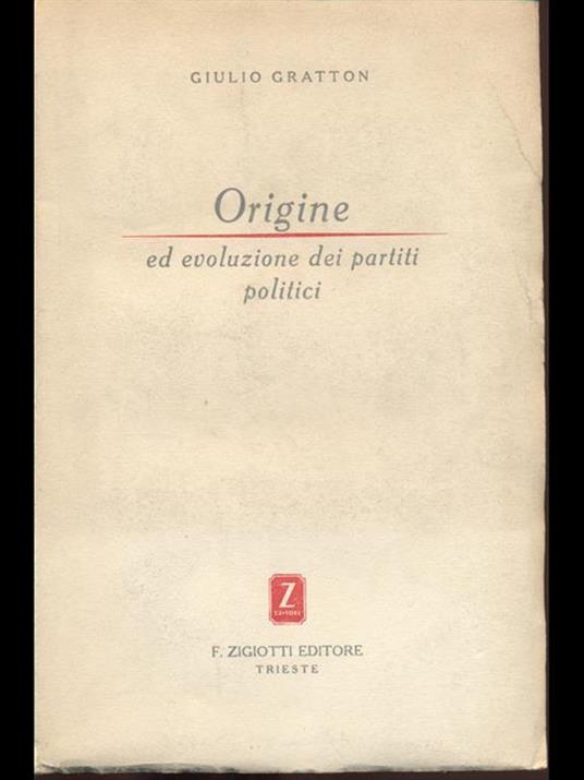 Origine ed evoluzione dei partiti politici - Giulio Gratton - copertina