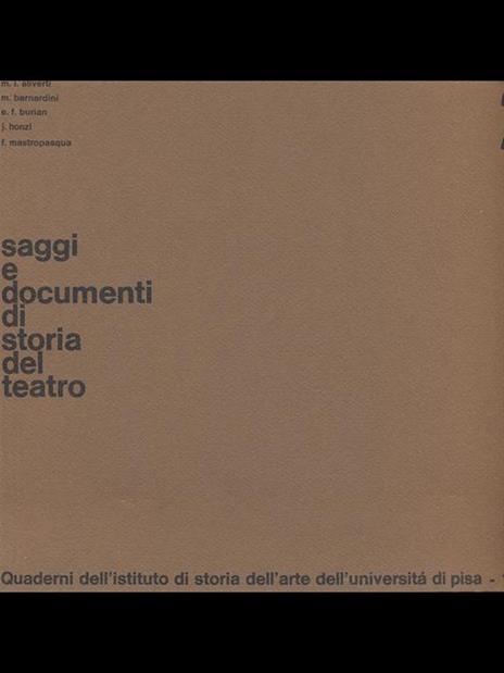 Saggi e documenti di storia delteatro 2 - copertina