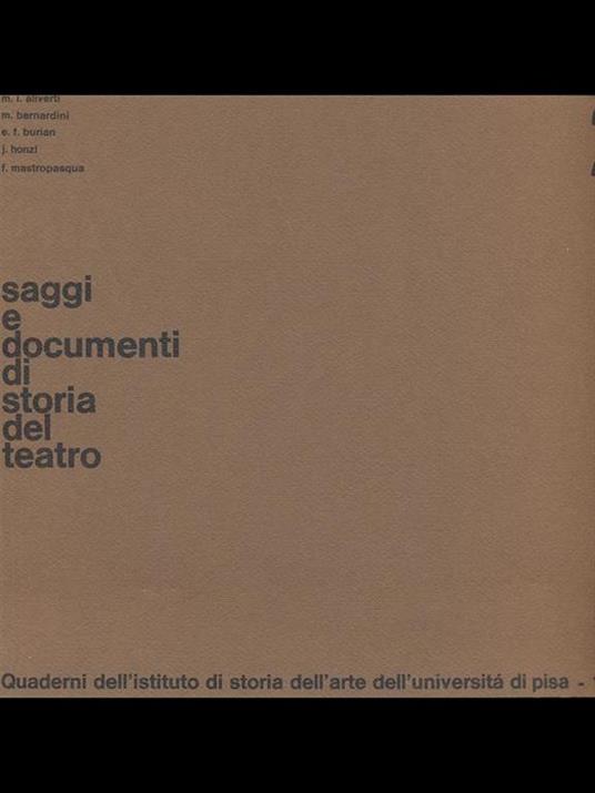 Saggi e documenti di storia delteatro 2 - copertina