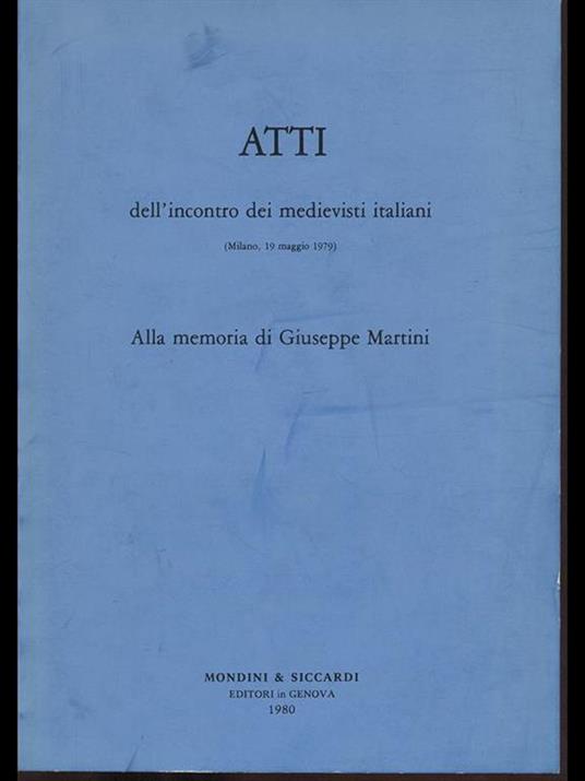 Atti dell'incontro dei medievisti italiani - copertina