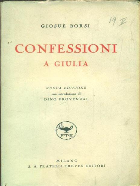 Confessioni a Giulia - Giosuè Borsi - copertina