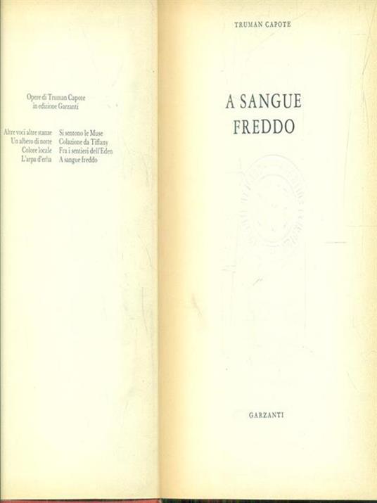 A sangue freddo - copertina