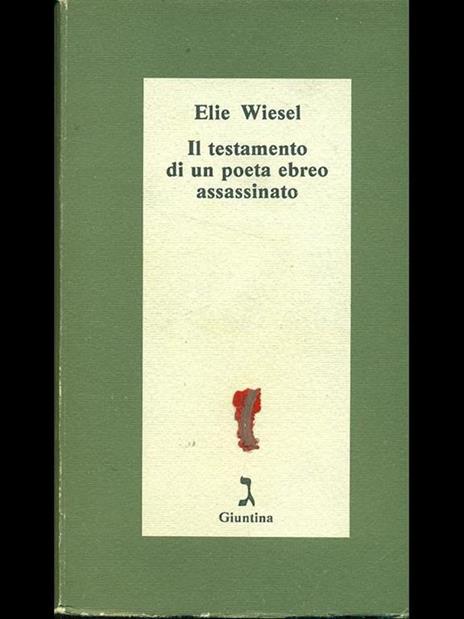 Il testamento di un poeta ebreo assassinato - Elie Wiesel - copertina