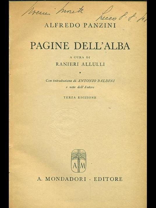 Pagine dell'alba - Alfredo Panzini - copertina