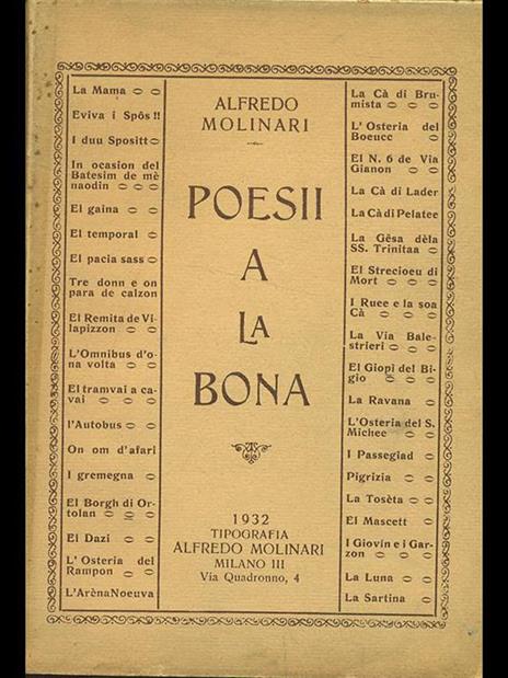 Poesii a la bona - Alfredo Molinari - copertina