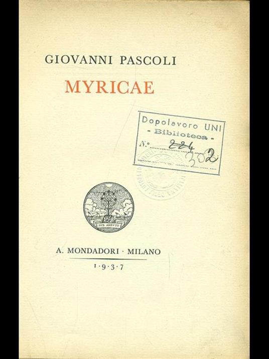 Myricae - Giovanni Pascoli - copertina