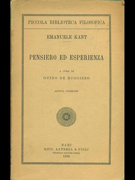 Pensiero ed esperienza - Immanuel Kant - 7